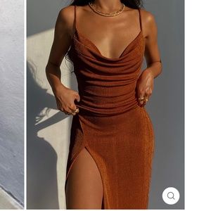 High slit copper dress
